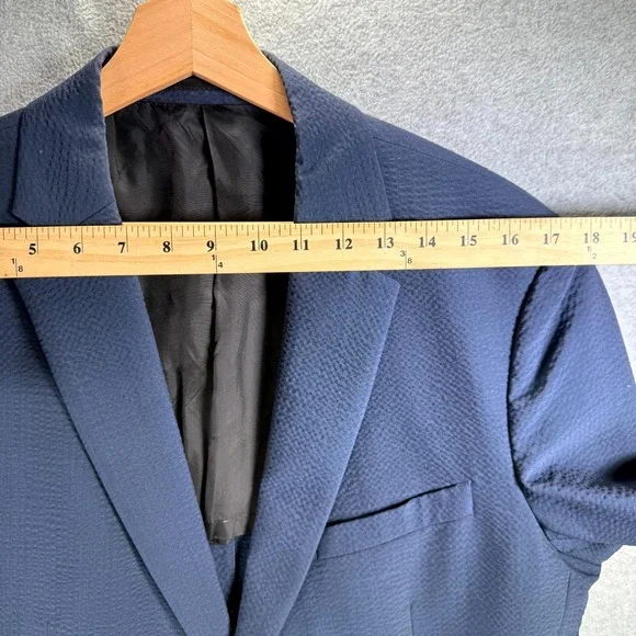 Theory Blazer‎ Men's Rodolf N HI Size 44 Navy Blue Solid Seer Single Breasted